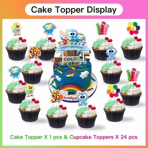 مجموعة أدوات تزيين حفلات أعياد الميلاد من Babyfirst Color Crew لافتة لافتة للأطفال لتزيين الكيك in Kuwait