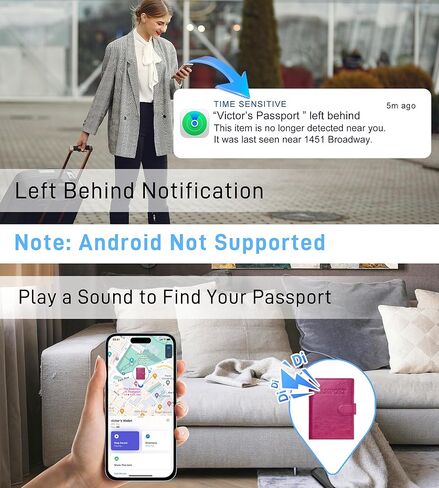 Passport Holder with Apple Find My, Minimalist Leather with RFID-Blocking with ID Window, 3 Cards, Ticket and SIM Card Slot Passport Cover for Women Men Family Pink in Kuwait