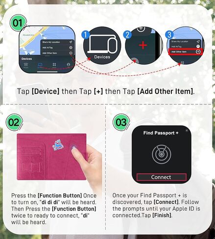 Passport Holder with Apple Find My, Minimalist Leather with RFID-Blocking with ID Window, 3 Cards, Ticket and SIM Card Slot Passport Cover for Women Men Family Pink in Kuwait