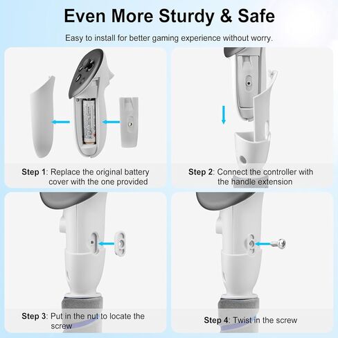 ملحقات وحدة تحكم مطورة من MVIIOE، أذرع طويلة لعلامة Gorilla لملحقات وحدة التحكم Quest 3، ومقابض مقبض VR، وعصي تمديد Beat Sabre، وتعزيز تجربة ألعاب الواقع الافتراضي (أبيض) in Kuwait