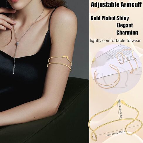 SONNYX 2 قطعة سوار الذراع العلوي الإسورة للنساء الفضة الذهب قابل للتعديل شارة الذراع الحد الأدنى بسيط مفتوح الذراع الكفة مجوهرات هدية in Kuwait