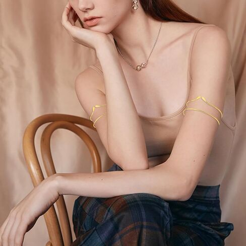 SONNYX 2 قطعة سوار الذراع العلوي الإسورة للنساء الفضة الذهب قابل للتعديل شارة الذراع الحد الأدنى بسيط مفتوح الذراع الكفة مجوهرات هدية in Kuwait