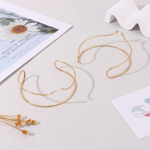 SONNYX 2 قطعة سوار الذراع العلوي الإسورة للنساء الفضة الذهب قابل للتعديل شارة الذراع الحد الأدنى بسيط مفتوح الذراع الكفة مجوهرات هدية in Kuwait