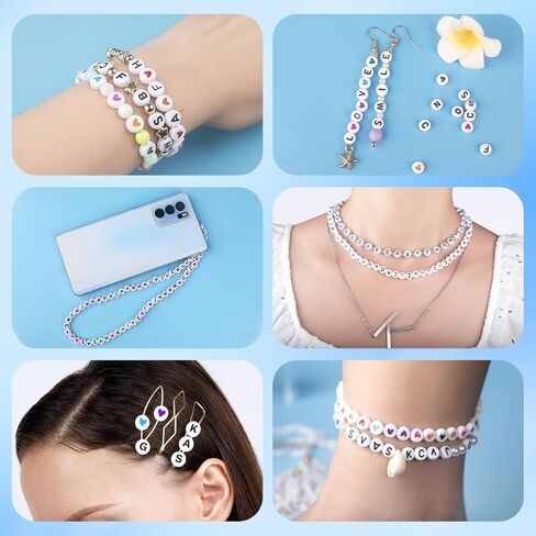 1000PCS Colourful Letter Beads for Threading, 4 x 7 MM, A-Z White Letter Beads and Colourful Heart Beads, Acrylic Round Beads for Jewellery DIY Making Crafts Bracelets Necklaces Ornaments-Gold in Kuwait