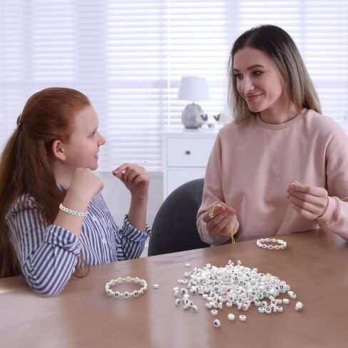 1000PCS Colourful Letter Beads for Threading, 4 x 7 MM, A-Z White Letter Beads and Colourful Heart Beads, Acrylic Round Beads for Jewellery DIY Making Crafts Bracelets Necklaces Ornaments-Gold in Kuwait