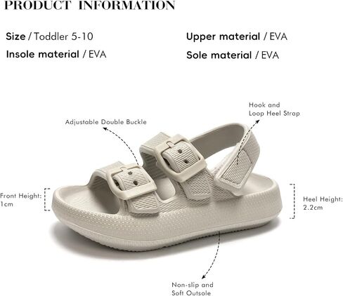 FUNKYMONKEY Pillow Slippers for Boys and Girls Adjustable Double Buckle Unisex-Child EVA Flat Sandals in Saudi Arabia
