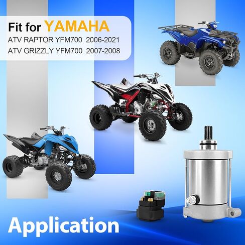محرك بدء EvTok مع مرحل مناسب لـ Yamaha Raptor YFM700 2006-2021، Grizzly YFM700 2007-2008 ATV، استبدال 1S3-81890-00-00 410-54147 SMU0503 in Kuwait