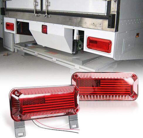 مصابيح LED لمقطورة العربة FSBCGT RV، 57 مصباح LED أحمر RV Camper Trailer مع إشارة تشغيل/دوران/فرامل/إيقاف، لوحة ترخيص بيضاء بغطاء أحمر فاتح على السطح in Kuwait