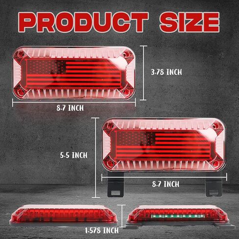 مصابيح LED لمقطورة العربة FSBCGT RV، 57 مصباح LED أحمر RV Camper Trailer مع إشارة تشغيل/دوران/فرامل/إيقاف، لوحة ترخيص بيضاء بغطاء أحمر فاتح على السطح in Kuwait