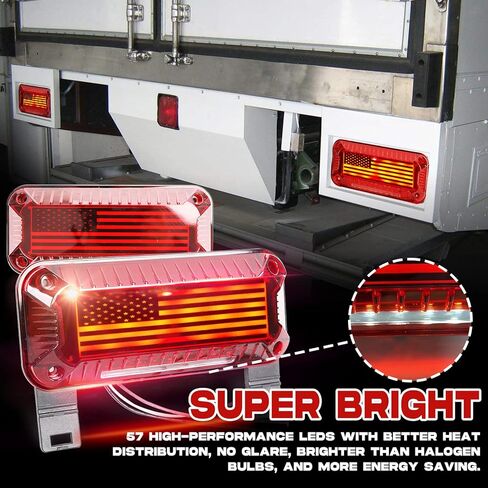 مصابيح LED لمقطورة العربة FSBCGT RV، 57 مصباح LED أحمر RV Camper Trailer مع إشارة تشغيل/دوران/فرامل/إيقاف، لوحة ترخيص بيضاء بغطاء أحمر فاتح على السطح in Kuwait