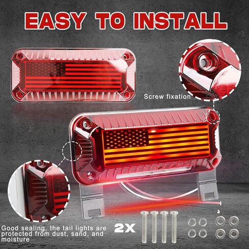 مصابيح LED لمقطورة العربة FSBCGT RV، 57 مصباح LED أحمر RV Camper Trailer مع إشارة تشغيل/دوران/فرامل/إيقاف، لوحة ترخيص بيضاء بغطاء أحمر فاتح على السطح in Kuwait
