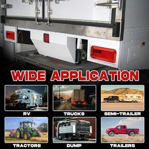 مصابيح LED لمقطورة العربة FSBCGT RV، 57 مصباح LED أحمر RV Camper Trailer مع إشارة تشغيل/دوران/فرامل/إيقاف، لوحة ترخيص بيضاء بغطاء أحمر فاتح على السطح in Kuwait