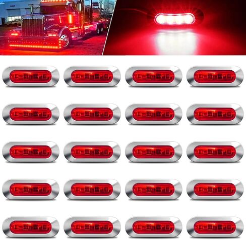 AOXLFU 20PCS Amber 12-24V LED Trailer Lights Side Marker Lights Front Rear Tail Clearance Lights with Chrome Bezel for Trailer Deck RV Truck Boat in Kuwait