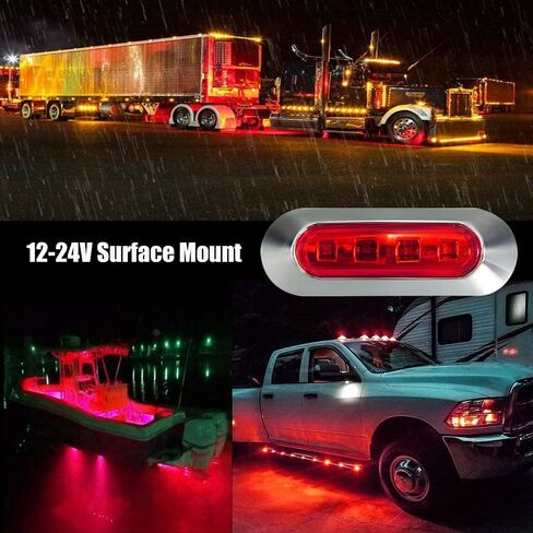 AOXLFU 20PCS Amber 12-24V LED Trailer Lights Side Marker Lights Front Rear Tail Clearance Lights with Chrome Bezel for Trailer Deck RV Truck Boat in Kuwait