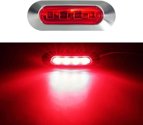 AOXLFU 20PCS Amber 12-24V LED Trailer Lights Side Marker Lights Front Rear Tail Clearance Lights with Chrome Bezel for Trailer Deck RV Truck Boat in Kuwait