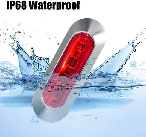 AOXLFU 20PCS Amber 12-24V LED Trailer Lights Side Marker Lights Front Rear Tail Clearance Lights with Chrome Bezel for Trailer Deck RV Truck Boat in Kuwait