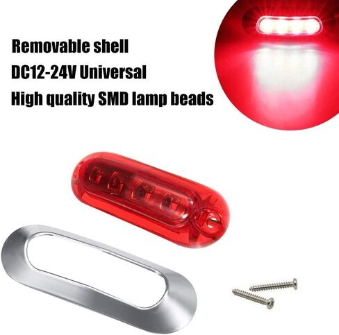 AOXLFU 20PCS Amber 12-24V LED Trailer Lights Side Marker Lights Front Rear Tail Clearance Lights with Chrome Bezel for Trailer Deck RV Truck Boat in Kuwait