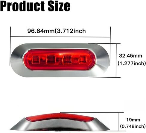 AOXLFU 20PCS Amber 12-24V LED Trailer Lights Side Marker Lights Front Rear Tail Clearance Lights with Chrome Bezel for Trailer Deck RV Truck Boat in Kuwait