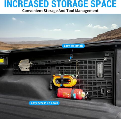 Utiiy Side Molle Panel Compatible with 2019-2024 Jeep Gladiator JT Rack Side Molle Rack Cargo Nets Trunk Bed Cleat/No Drilling Accessories in Saudi Arabia