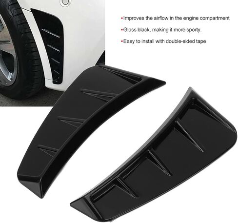 Car Fender Side Cover, Easy Installation Fender Side Vents Replacement 2Pcs Gloss Black for Side Fender Vent Decoration for Car in Saudi Arabia