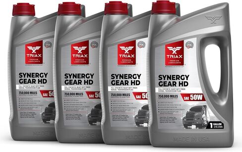 TRIAX Synergy Gear HD 50W - Full Synthetic Heavy Duty Manual Transmission Oil, Gear Lubricant, Compatible with Mack, ZF, Freightliner, 500k Miles Rating (1 Gallon) in Saudi Arabia