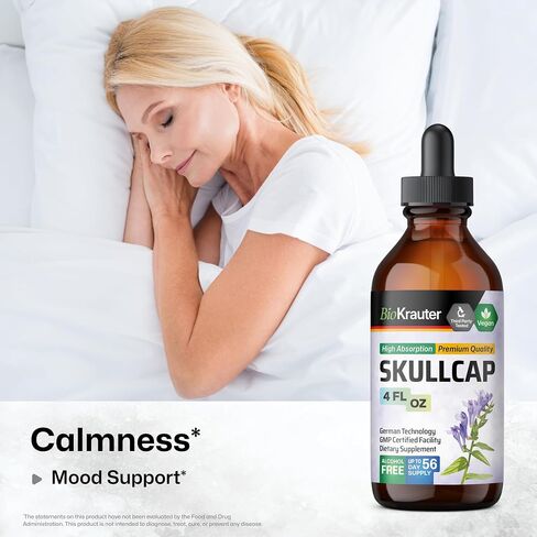 BIO KRAUTER Skullcap Herb Tincture - Organic Scutellaria Lateriflora Liquid Extract - Nervous System Support Supplement - Alcohol and Sugar Free - Vegan Drops 4 Fl.Oz. in Saudi Arabia