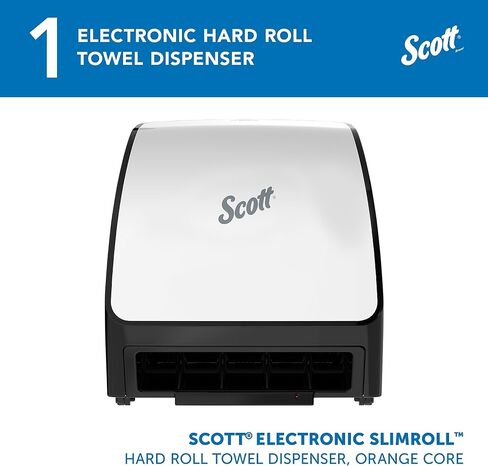 موزعات المناشف Slimroll الأوتوماتيكية من Scott® (47196)، باللون الأسود، لمناشف Orange Core Scott® Slimroll، مقاس 11.8 بوصة × 12.35 بوصة × 7.25 بوصة (الكمية 1) in Saudi Arabia