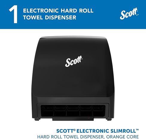 موزعات المناشف Slimroll الأوتوماتيكية من Scott® (47196)، باللون الأسود، لمناشف Orange Core Scott® Slimroll، مقاس 11.8 بوصة × 12.35 بوصة × 7.25 بوصة (الكمية 1) in Kuwait