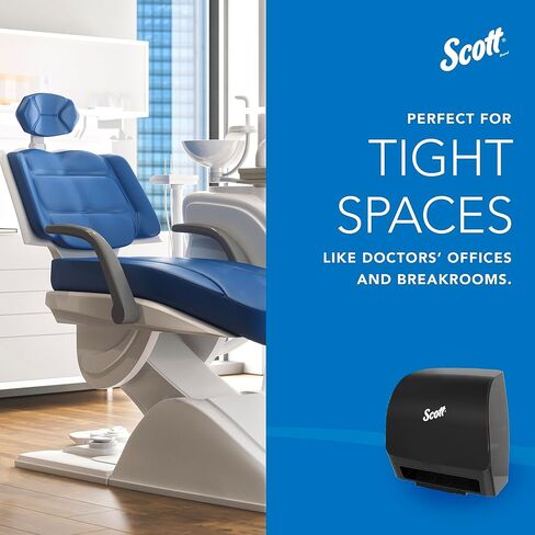 موزعات المناشف Slimroll الأوتوماتيكية من Scott® (47196)، باللون الأسود، لمناشف Orange Core Scott® Slimroll، مقاس 11.8 بوصة × 12.35 بوصة × 7.25 بوصة (الكمية 1) in Kuwait