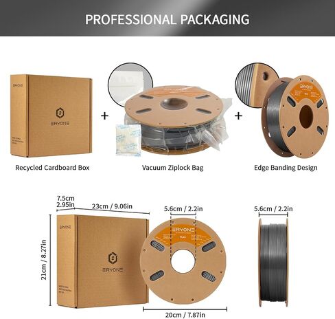 ERYONE PLA Plus Filament 1.75 مم PLA+ خيوط طابعة ثلاثية الأبعاد +/-0.03 مم، 1 كجم (2.2 رطل)/ بكرة، أسود in Kuwait
