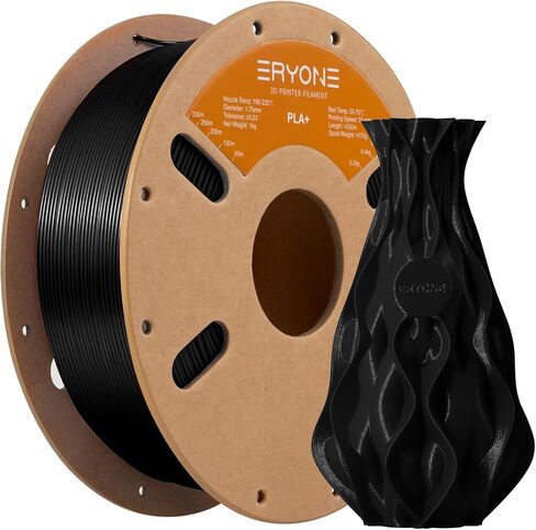 ERYONE PLA Plus Filament 1.75mm PLA+ 3D Printer Filament +/-0.03mm, 1kg (2.2lbs)/ Spool, Black in Saudi Arabia