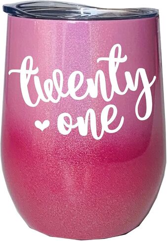 21st Birthday Gifts for Her Unique Glitter Coffee Mug or Stemless Wine Glass Tumbler 0156 in Saudi Arabia