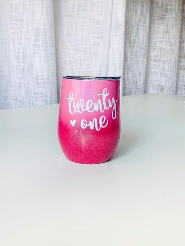 21st Birthday Gifts for Her Unique Glitter Coffee Mug or Stemless Wine Glass Tumbler 0156 in Saudi Arabia