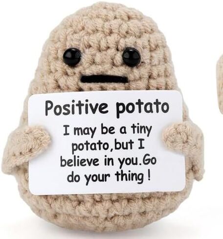 Mini Funny Positive Potato, 3 inch Knitted Wool Doll Potato Toy with Positive Card, Inspiring and Cute Wool Positive Potato Crochet Doll for Cheer Up Gifts and Party Decorations, Cheer Gifts for Kids in Kuwait