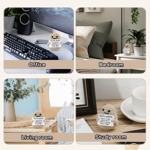 Mini Funny Positive Potato, 3 inch Knitted Wool Doll Potato Toy with Positive Card, Inspiring and Cute Wool Positive Potato Crochet Doll for Cheer Up Gifts and Party Decorations, Cheer Gifts for Kids in Kuwait