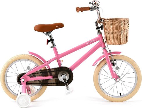 montresor Toddler Bike, Bicycle for Kids 3-5 Year with Removable Training Wheels, Bell, Kickstand, Basket, 16 inch, Birthday Gift for 4 Year Old Little Girl, Pink in Saudi Arabia