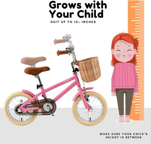 montresor Toddler Bike, Bicycle for Kids 3-5 Year with Removable Training Wheels, Bell, Kickstand, Basket, 16 inch, Birthday Gift for 4 Year Old Little Girl, Pink in Saudi Arabia