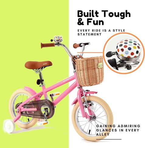 montresor Toddler Bike, Bicycle for Kids 3-5 Year with Removable Training Wheels, Bell, Kickstand, Basket, 16 inch, Birthday Gift for 4 Year Old Little Girl, Pink in Saudi Arabia