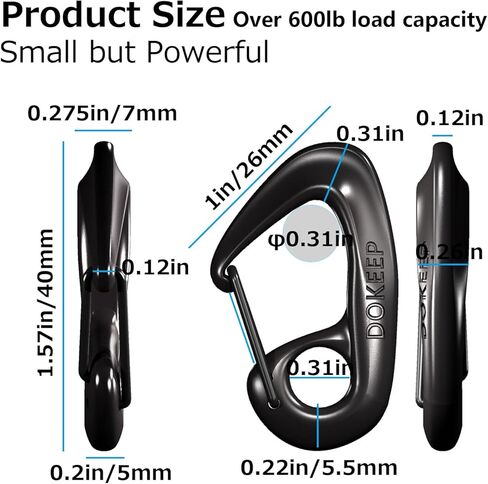 DOKEEP 5PCS 1.57 Inch Carabiner Snap Hooks Zinc Alloy Lightweight Durable Keychain Stylish Multifunctional Mini Spring Hook in Kuwait