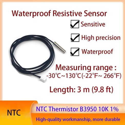 5PCS NTC 10k Thermistor Temperature Sensor Probe 1 Meter Waterproof Temp Sensor Probe, Stainless Steel 3950 NTC Temp Sensor Probe, Digital Temperature Transmitter Extension Cable in Kuwait