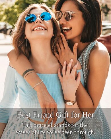 طرسوس هدية للأصدقاء الإناث، فكرة هدايا الصداقة للمرأة، سوار موجة لأفضل صديق Bestie Soul Sister عيد الميلاد عيد الحب هدايا عيد ميلاد لها in Kuwait
