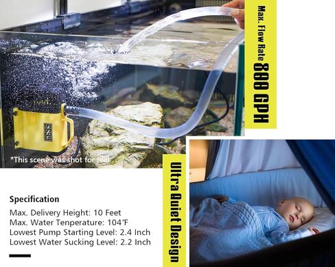 6699 Mini Submersible Water Pump 800GPH Ultra Quiet Fountain Pump with 6FT Power Cord 3 Nozzles for Fish Tank Pond Aquarium Hydroponics Water Removal AQP 800 in Kuwait