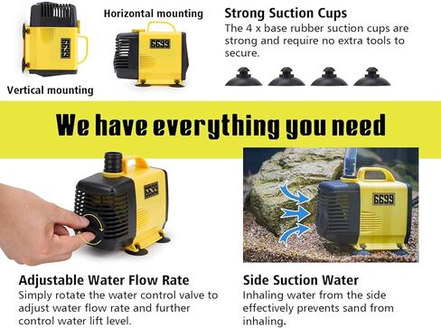 6699 Mini Submersible Water Pump 800GPH Ultra Quiet Fountain Pump with 6FT Power Cord 3 Nozzles for Fish Tank Pond Aquarium Hydroponics Water Removal AQP 800 in Kuwait