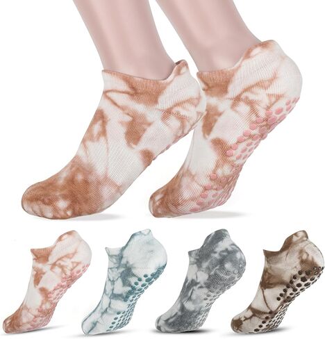 4 أزواج من الجوارب النسائية مع مقابض من كارفوند - جوارب مقاومة للانزلاق، جوارب بيلاتيس لزجة للنساء، جوارب غير قابلة للانزلاق مقاس 9-11 in Kuwait