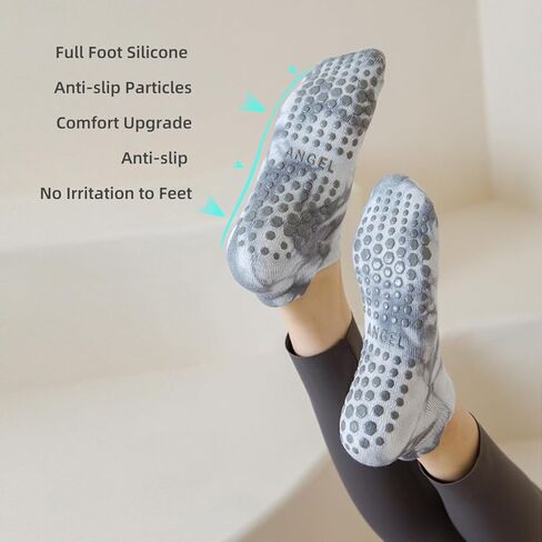 4 أزواج من الجوارب النسائية مع مقابض من كارفوند - جوارب مقاومة للانزلاق، جوارب بيلاتيس لزجة للنساء، جوارب غير قابلة للانزلاق مقاس 9-11 in Kuwait