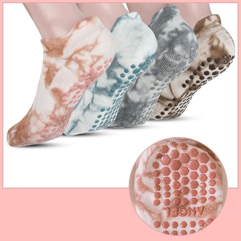 4 أزواج من الجوارب النسائية مع مقابض من كارفوند - جوارب مقاومة للانزلاق، جوارب بيلاتيس لزجة للنساء، جوارب غير قابلة للانزلاق مقاس 9-11 in Kuwait