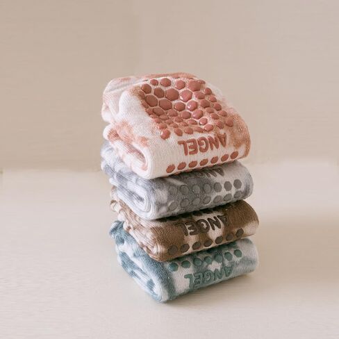 4 أزواج من الجوارب النسائية مع مقابض من كارفوند - جوارب مقاومة للانزلاق، جوارب بيلاتيس لزجة للنساء، جوارب غير قابلة للانزلاق مقاس 9-11 in Kuwait