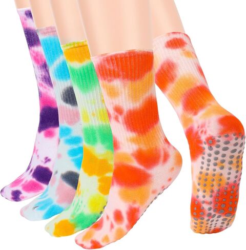 4 أزواج من جوارب اليوغا مع مقابض من Ovveroche، جوارب غير قابلة للانزلاق للنساء، جوارب لزجة مضادة للانزلاق لليوجا والرقص والرقص في المستشفى in Kuwait