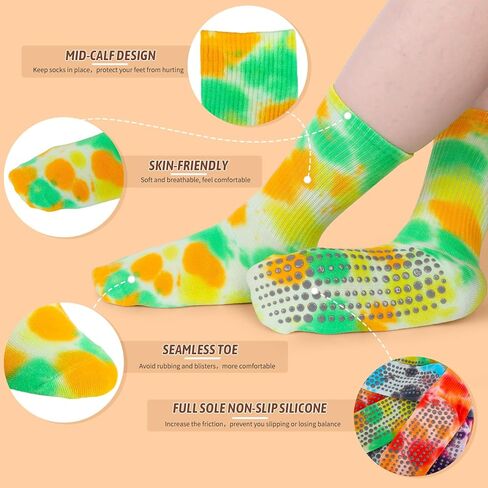 4 أزواج من جوارب اليوغا مع مقابض من Ovveroche، جوارب غير قابلة للانزلاق للنساء، جوارب لزجة مضادة للانزلاق لليوجا والرقص والرقص في المستشفى in Kuwait