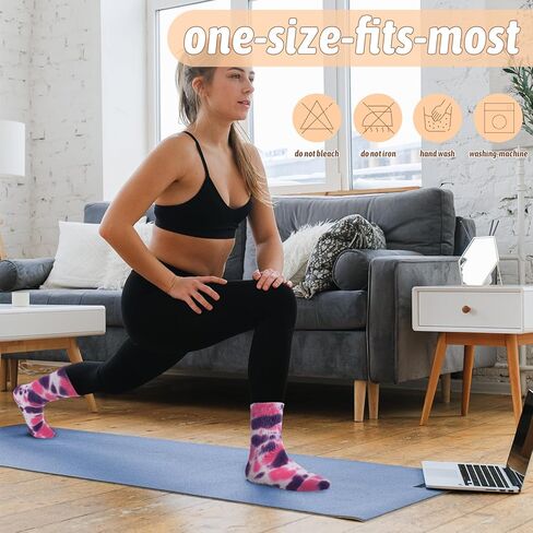 4 أزواج من جوارب اليوغا مع مقابض من Ovveroche، جوارب غير قابلة للانزلاق للنساء، جوارب لزجة مضادة للانزلاق لليوجا والرقص والرقص في المستشفى in Kuwait